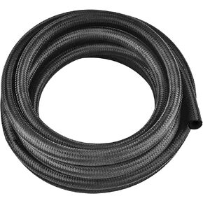 20FT 8AN Fuel Line, AN8 Braided Fuel Hose Nylon Stainless Steel CPE Oil Gas 20FT Black