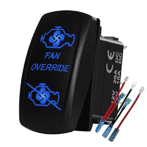Blue Led Fan Override Rocker Switch with Jumper Wires 5Pin ON-Off SPST Toggle Switch for The ARB/Carling/NARVA 4x4 Caravan Automotive Dash Board 12V/20A 24V/10A