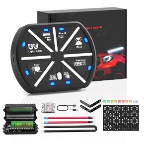 Joinfworld 8 Gang Switch Panel Automotive Remote Wireless Control Panel Waterproof On-Off Green LED Switch with Universal Circuit Control Relay System Box for Car Truck Boat UTV RV, 2 Year Warranty