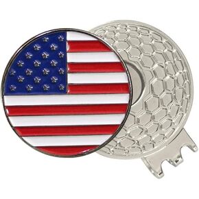 علامة كرة الجولف بعلم الولايات المتحدة الأمريكية مقاس 0.96 بوصة مع مشبك قبعة مغناطيسي للنساء لاعب الجولف المناسب لملاعب الجولف in Kuwait