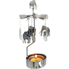 Rotary Candle Holder Spinning Candleholder Tea Light Candle Powered Carousel Small Gift (Elephant)