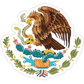 Mexican Flag Coat of Arms Eagle with Snake Hawk Bird Sticker 3 Inch Decal