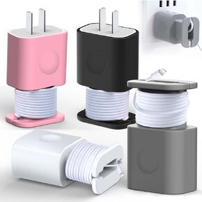 2 in 1 Silicone Charger Protector,4 Pack Data Cable Winder Anti-Break Protection Cable Storage,18W/20W Charger Silicone Protective Case,Suitable for 11/12 Charger(Charger not Included)
