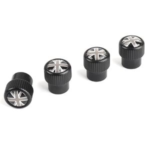 Metal Black Wheel Valve Stem Caps Cover Screw for Mini Cooper R50 R52 R53 R55 R56 R60 F54 F55 F56 F60 (Checkered)