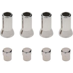 5 Sets ABS Chrome Plated Valve Stem Covers for TR414 Valve Stems, Rubber Valve Stem Sleeve and Cap Dress Up Kit for Car and Truck