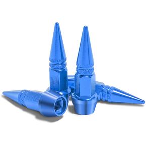 Car Wheel Tire Valve Caps, 4 Pack Spiked Aluminum Valve Stem Caps, Attractive Dustproof Car Accessories, Universal for Most Vehicles (Black/45MM)