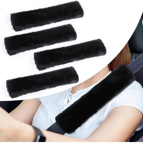 Ouzorp 4 Pack Universal Soft Faux Sheepskin Seat Belt Shoulder Pad for a More Comfortable Driving, Seat Belt Shoulder Strap Covers for Car Interior Accessories