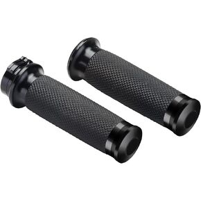 Motorcycle Black Hand Grips 1 Inch Handlebar Grips Universal Compatible for Harley Honda Kawasaki Suzuki Yamaha Bobber Chopper Cafe Racer