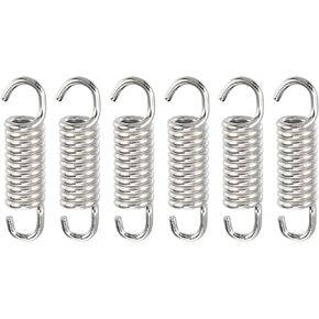 X AUTOHAUX 6 Pcs 43mm 1.69" Motorcycle Muffler Exhaust Pipe Spring Universal Stainless Steel Silver Tone