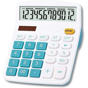 Meichoon Calculator 12 Digit Display Solar Battery Dual Power Financial Dedicated Calculator Large Standard Function Desktop Business Calculator Multifunctional Calculating Machine KA08 Black
