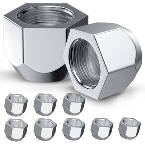 MIKKUPPA 1/2"-20 Trailer Lug Nuts, Open End Style for Trailer Tire Wheel 509 Lug Nuts, 10 Pack 1/2-20 inch Bulge Acorn Silver Chrome Finish Trailer Lug Nuts