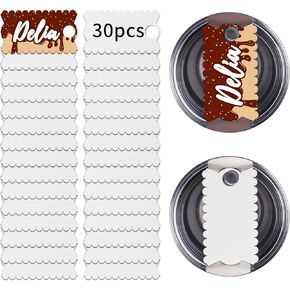 30 PCS Sublimation Hardboard Name Plates Blanks for Stanley 30 oz 20 oz Cup Accessories Custom Name Tag, Sublimation Tumbler Lid Topper MDF Blank Tumbler Nameplates Logo Print (Cookie)