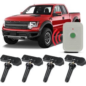 4Pack DE8T-1A180-AA 315MHz Tire Sensors with Relearn Tool Compatible with Ford F150 C-MAX E150 E250 Edge Escape Expedition Explorer Focus Fusion Mustang Taurus Lincoln
