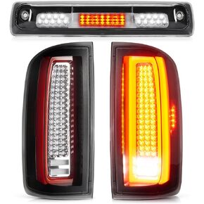 LED Tail Light Assembly + 3rd Brake Light Fit for Chevy Colorado/GMC Canyon Halogen Type 2015-2022, Taillight and High Mount Stop Light, 3 Pcs, Clear Lens