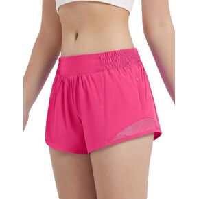 EXARUS Girls 2.5"/4" Athletic Shorts Running Workout Track with Liner Zip Pocket Lightweight Gym Sports for Kids 6-12Y