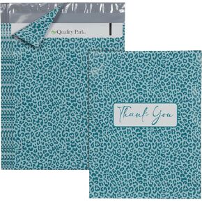 Quality Park Thank You Poly Mailers, 10 x13 Inch Shipping Envelopes, 100 Pack, Self Seal, Waterproof Shipping Bags for Clothing, Leopard (QUA89301)