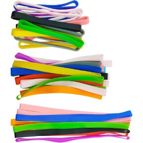 32Pcs Silicone Rubber Bands 3Sizes Elastic Rubber Wrapping Bands Thick Colorful Silicone Rubber Band for Books,Art,Exercise,Crab Traps,Cooking Boxes Wraps,Wallet Card,Office Supplies(Random Color)