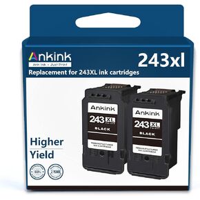 Ankink Compatible Ink Cartridge Replacement for Canon 243 243XL PG-243 XL (Black, 2-Pack) Ink Cartridges Fit for TR4520 TR4522 MG2520 MG2522 MG2922 TS3322 TS3122 TS202 MX490 MX492 Printer