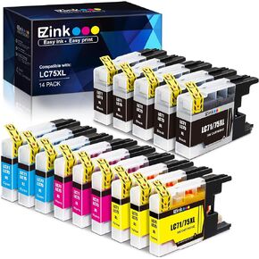 E-Z Ink Compatible Ink Cartridge Replacement for Brother LC75 LC71 LC79 XL to Use with MFC-J6510DW MFC-J6710DW MFC-J6910DW MFC-J280W MFC-J425W (5 Black, 3 Cyan, 3 Magenta, 3 Yellow) 14 Pack