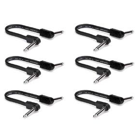 HOSA 6 Pack -Flat Guitar Patch Cable, Molded Low-Profile Right-Angle to Same, 6 in, 6 PC
