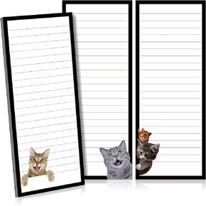 bvya 3 Full Back Magnetic Fridge Notepads-Large Notepads (3.5x9inch) for Grocery List, Shopping List, To-Do List, Reminders, Recipes- Memo Pad and Scratch Pad with Cute Dogs Designs-60 Sheets Per Pad