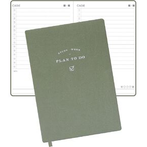 CAGIE To Do List Notebook 192 Pages Soft Leather Pocket To Do List Notepad Checklist for Daily Plans School Supplies for High School Students College Schedule Notebook, 3.8" x 7.0", Morandi Green