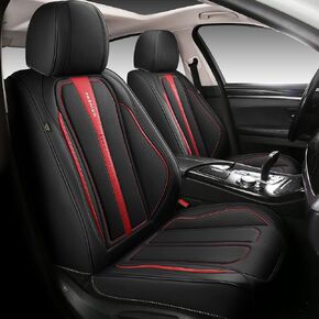 Full Coverage Faux Leather Car Seat Covers Full Set Fit for Cars Trucks Sedans SUVs in Auto Interior Accessories (Wine RED)