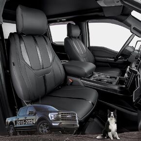 for Ford F150 Seat Covers, Full Covered for 2015-2024 Waterproof Leather Seat Covers,for Ford F150 Truck Accessories 2021 2022 2023 2024,Only Fit 1st Row Bucket Seat SuperCrew (XL,XLT)