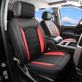 JOJOBAY Chevy Silverado Seat Covers,Leather Seat Covers for GMC Sierra,Custom Fit 2007-2024 1500 2500HD 3500HD Crew Double Extended Regular Cab,LT LZT RST Trail Boss(Front Pair,Black Blue)