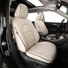 EKR Custom Fit Highlander Car Seat Covers for Select Toyota Highlander 2020 2021 2022 2023 2024 -Three Rows, Second Row 40/60 Split, 8 Seats,Leather (Black)