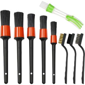 Car Detailing Brush Set, 9/11/19/29/49pcs Car Detailing Kit for Cleaning Car Air Vents, Engine Bays, Dashboard, Wheels, Leather (9pcs)