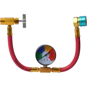 R1234YF U-Charge Hose with Gauge Set, 1234yf Recharge Kit with 1/2 LH Can Opener Tap, R1234YF Low Side Quick Coupler Car AC Charging Pipe