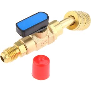R410a Air Conditioner Ball Valve, 1/4" SAE Adapter HVAC A/C Angled SHUT-OFF Ball Valve for R22 R12 Refrigerant Brass Adapter