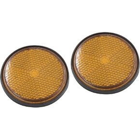 Motoforti Universal Motorcycle Scooter ATV Round Reflective Reflectors, 2.2 Inch Dia, Plastic Metal, Orange Black, 2Pcs