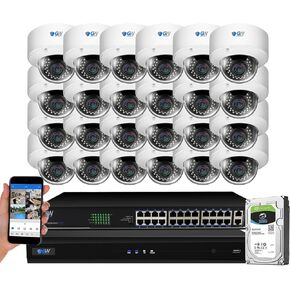 GW Security 32 Channel 4K NVR 5MP Outdoor Indoor Security Camera System - 24 x Dome 5MP 1920P Weatherproof 2.8-12mm Varifocal Zoom Microphone Smart AI IP PoE Cameras, Pre-Installed 8TB Hard Drive