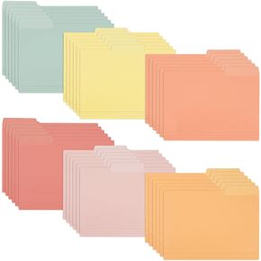 EOOUT Poly File Folders 36 Pack 6 Vintage Colors, 1/3 Cut Tab Letter Size, 8.5 x 11.6 Inches Colored File Folders Classic Manila Folders Plastic Folders, Office Supplies File Folders