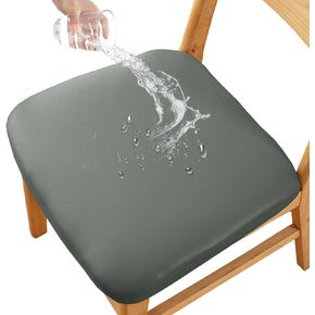 Waterproof PU Leather Seat Covers for Dining Room Chairs Covers Dining Chair Cover Kitchen Chair Covers Dining Room Chair Seat Covers (4, Black, Large)