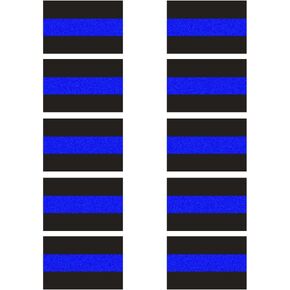 10 Pack Reflective License Plate Stickers (1.5" x 1") Police Thin Blue Line Vinyl Decal Stickers Honoring Police Law Enforcement Vinyl Window Laptop Tape