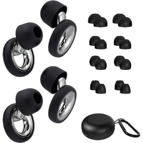 Plus Ear Plugs Noise Cancelling 2 Sets, Soft Silicone Ear Plugs for Sleeping, Noise Sensitivity, Reusable Concerts Ear Plugs Hearing Protection 30dB - 8 Pairs Ear Tips in XS/S/M/L - Gold