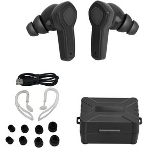 NR24dB Noise Reduction Shooting Earbuds Electronic Earplug Active Hearing Protection Earplugs Electric Amplification Ear Plugs Rechargeable Kits with Charging Box for Men Women Hunting Shooters(Black)