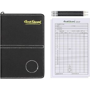 Scott Edward Golf Scorecard Cover Leather Scorecard Holder Statistic and Score Tracking Waterproof Soft Thick Umpire Lineup Card Holder
