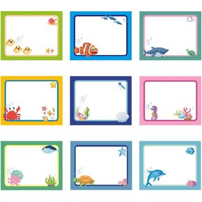90pcs Ocean Sea Animal Name Tag Labels Stickers Classroom Multi Purpose Under The Sea Desk Name Tag Stickers Colorful Adhesive Name Sticker for School Students Offices