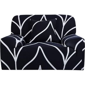 uxcell Stretch Sofa Cover Printed Couch Slipcover for Sofas Loveseat Armchair Living Room Universal Furniture with One Pillowcase (Black White Branches, Medium)