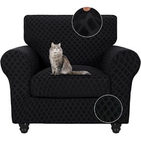 SearchI Newest Sofa Cover Couch Covers, 2 Pieces Armchair Slipcover with 1 Separate Cushion Cover Stretch Soft Furniture Protector for Living Room Couch Cover for Pets Kids(Armchair, Beige+Flower)