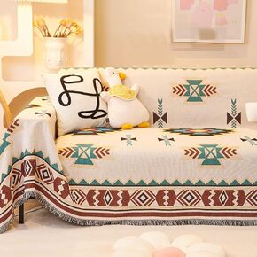 Aztec Couch Cover Blanket Boho Sofa Covers Woven Sofa Slipcovers for Christmas-Washable Thick Soft Throws Cover Blankets for Pets Dogs Cats-Living Room Home Decor (Aztec, X-Large)