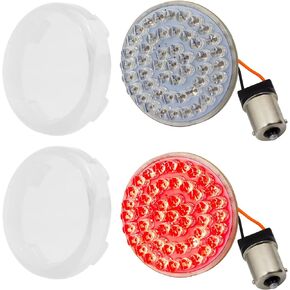 Eagle Lights 8748TS-1156R-C-LR 2" Rear LED Turn Signals for Harley Davidson Motorcycles - Generation I / 1156 Base/Red/Add Clear Lenses/Add Load Resistors