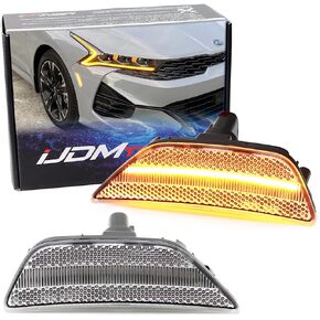 iJDMTOY عدسة مدخنة سوداء اللون 36-SMD كهرمان مجموعة ضوء LED كاملة للمصد الجانبي متوافقة مع Kia 2021-up Gen5 K5، استبدل العلامات الجانبية الأمامية الكهرمانية OEM in Kuwait