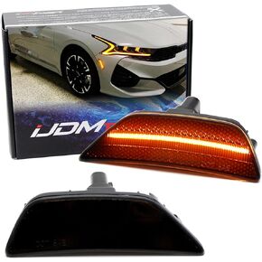 iJDMTOY Semi-Clear Lens 36-SMD Amber Full LED Bumper Side Marker Light Kit Compatible With Kia 2021-2024 Gen5 K5, Replace OEM Amber Front Sidemarkers