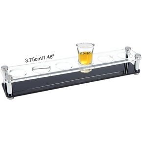 NBEADS 24-Hole Shot Glass Tray Holder, Acrylic Wine Glass Organizer 1.77 inch Hole Shot Glass Serving Trays Beer Wine Glass Display Rack for Bar Party Club, Black
