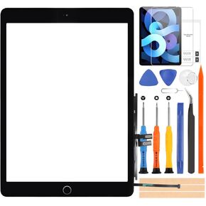 لاستبدال شاشة iPad 9 الجيل التاسع، محول رقمي لشاشة اللمس لجهاز iPad الجيل التاسع 2021 A2602، A2603، A2604، A2605 10.2 بوصة مجموعة زجاجية تعمل باللمس مع زر الصفحة الرئيسية (أسود)